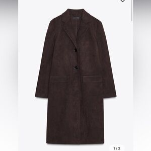Zara faux suede chocolate Brown Coat